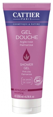 [724Ph240010782] Cattier Gel Douche Argile Rose Palmarosa Bio 200 ml