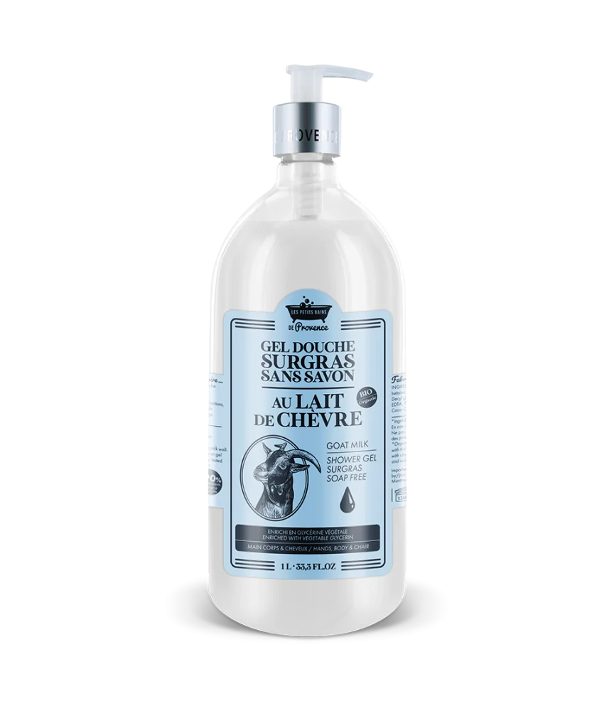 [724Ph240010822] Gel Douche Lait de Chèvre 1 L Les Petits Bains de Provence 