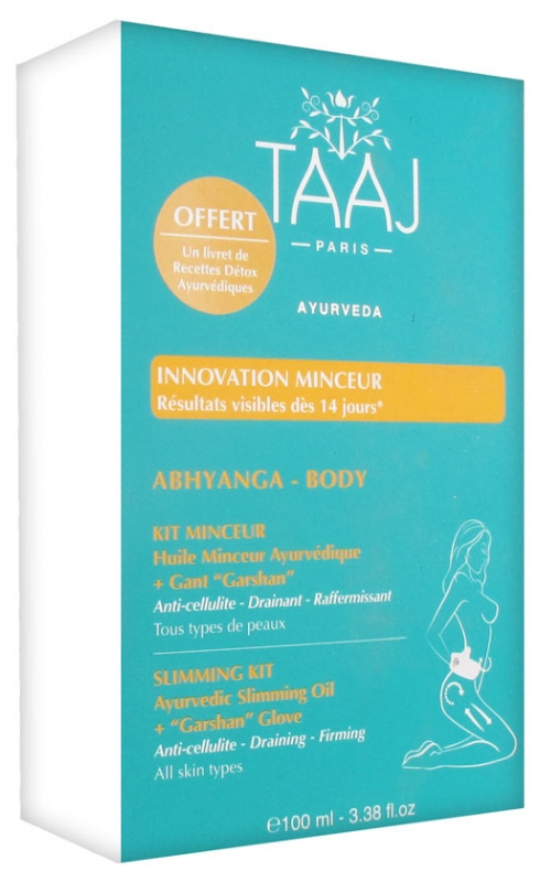 [724Ph240013621] Abhyanga Kit Minceur Huile Minceur Ayurvédique 100 ml + Gant Garshan Taaj 