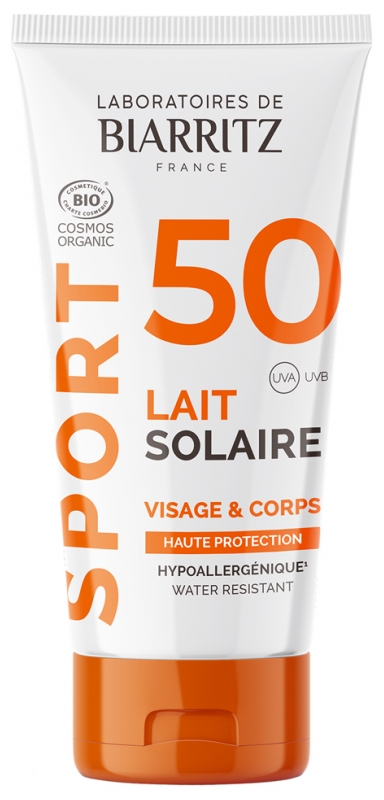 [724Ph240015009] Sport Lait Solaire SPF50 Visage et Corps Bio 50 ml Laboratoires de Biarritz 