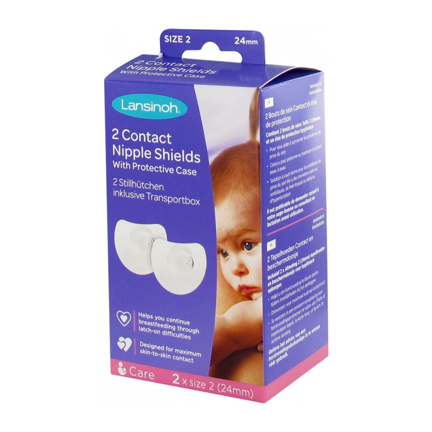 [724Ph240015087] Lansinoh 2 Bouts de Sein Contact et Étui de Protection T2