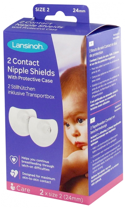 [724Ph240015087] Lansinoh 2 Bouts de Sein Contact et Étui de Protection T2