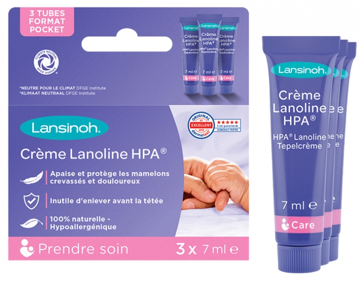 [724Ph240015099] Lansinoh Crème Lanoline HPA Pour Mamelons 3 x 7 ml