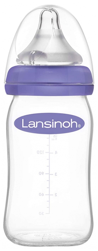 [724Ph240015114] Lansinoh Natural Wave Biberon Verre Débit Lent 160 ml
