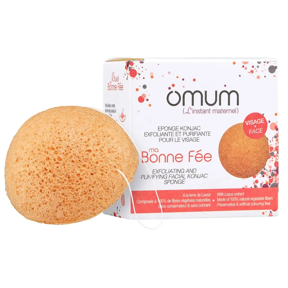 [724Ph240016754] Éponge Konjac Visage Exfoliante & Purifiante "Ma Bonne Fée" Omum
