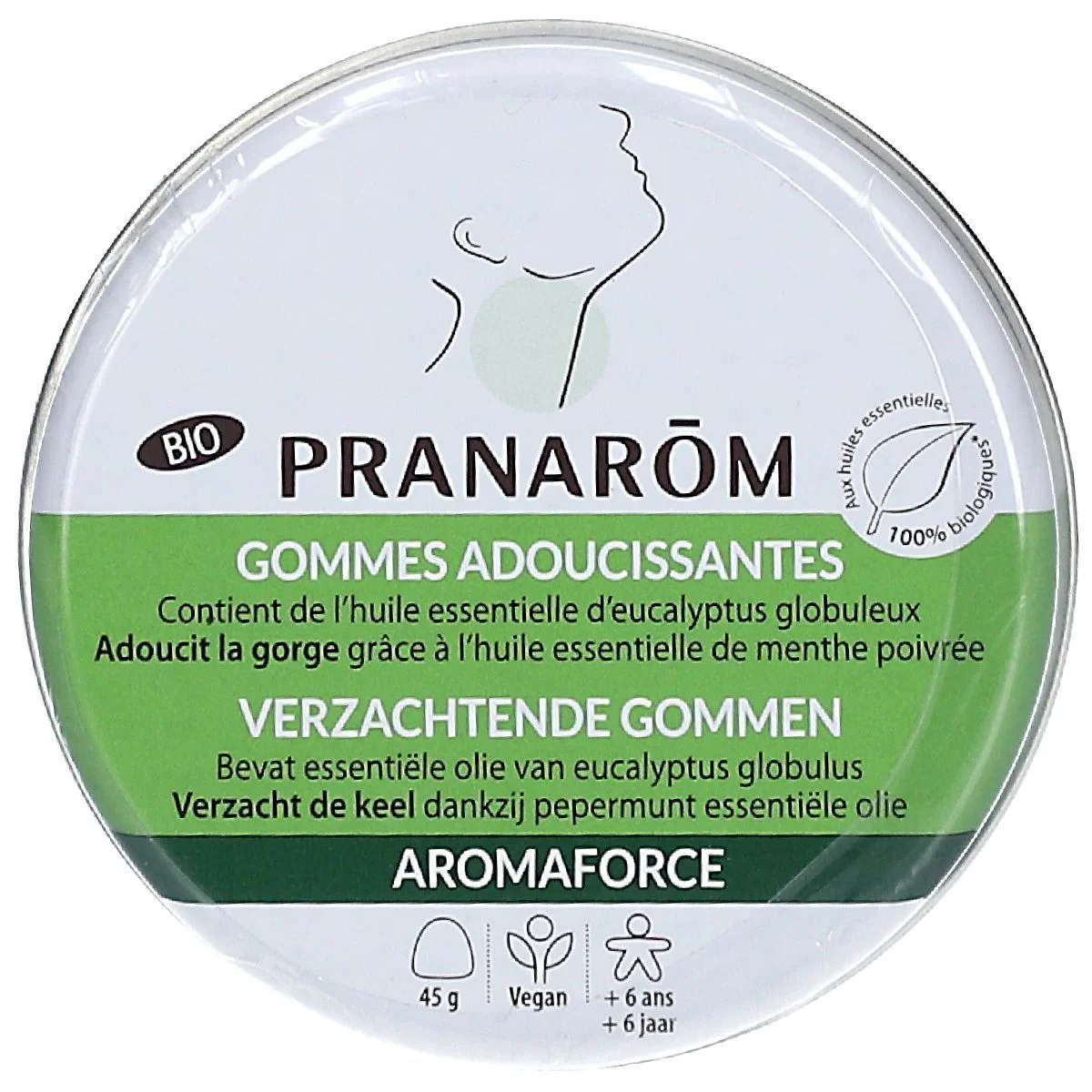 [724Ph240022150] Aromaforce Gommes Adoucissantes Menthe Eucalyptus Bio 45g Pranarôm