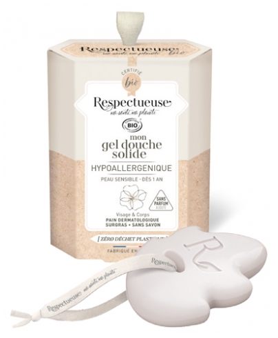 [724Ph240023433] Mon Gel Douche Solide Hypoallergénique Bio 75g Respectueuse 