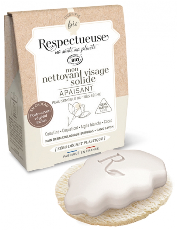 [724Ph240023435] Mon Nettoyant Visage Solide Apaisant 35g Respectueuse