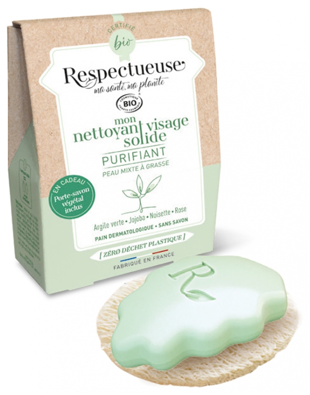 [724Ph240023437] Mon Nettoyant Visage Solide Purifiant 35g Respectueuse