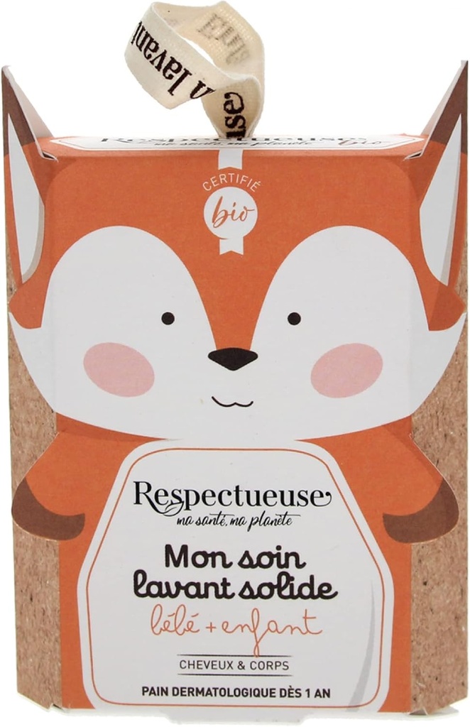 [724Ph240023439] Mon Soin Lavant Solide Bébé et Enfant Bio 75g Respectueuse