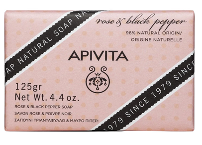 [724Ph240024792] Savon Naturel à la Rose et au Poivre Noir Apivita