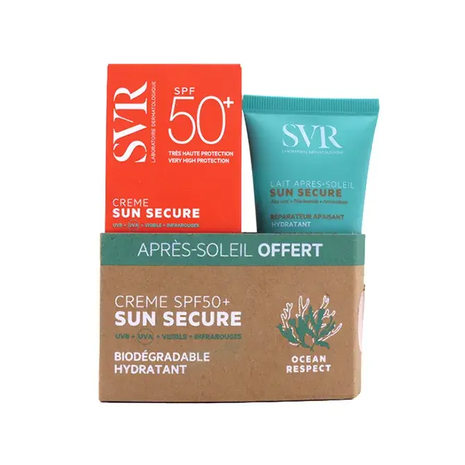 [724Ph240026159] Sun Secure - Crème Solaire SPF50+ 50ml + Lait Après-Soleil Apaisant 50ml Offert SVR