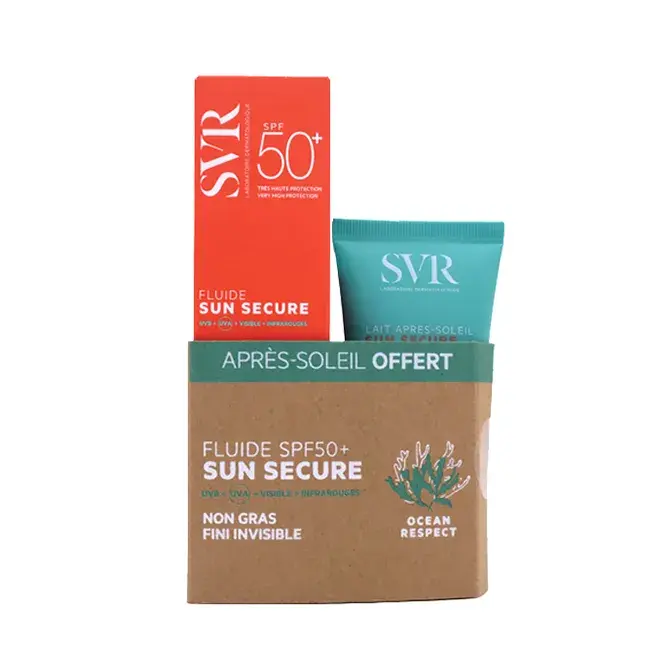 [724Ph240026160] Sun Secure - Fluide Solaire SPF50+ 50ml + Lait Après-Soleil Apaisant 50ml Offert SVR