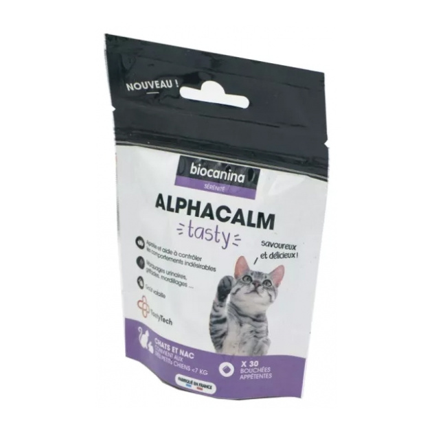 [724Ph240002664] Alphacalm Tasty Chats - NAC - Très Petits Chiens 30 Bouchées Appétentes Biocanina