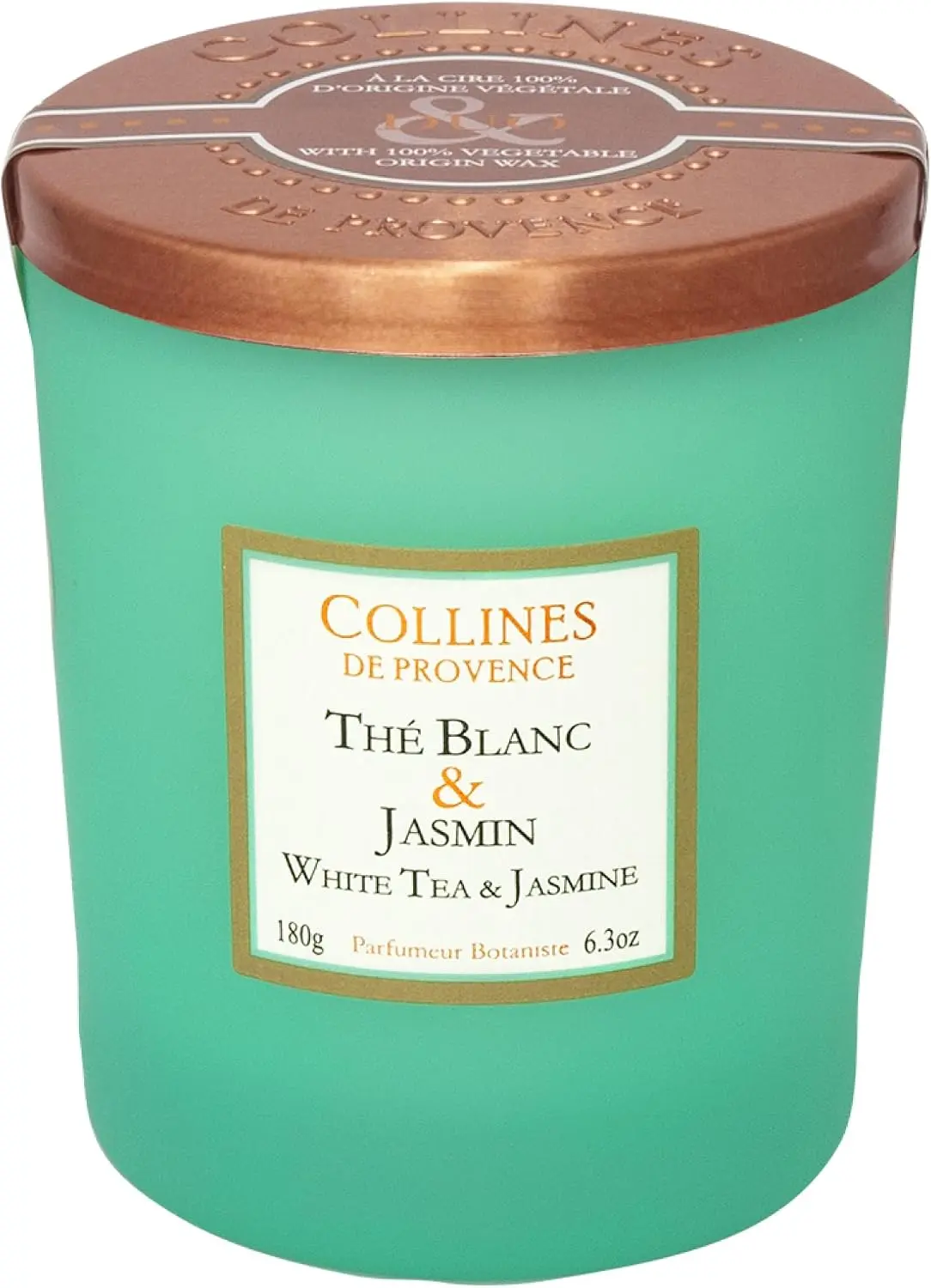 [724Ph240029856] Bougie Thé Blanc & Jasmin 180g Collines de Provence