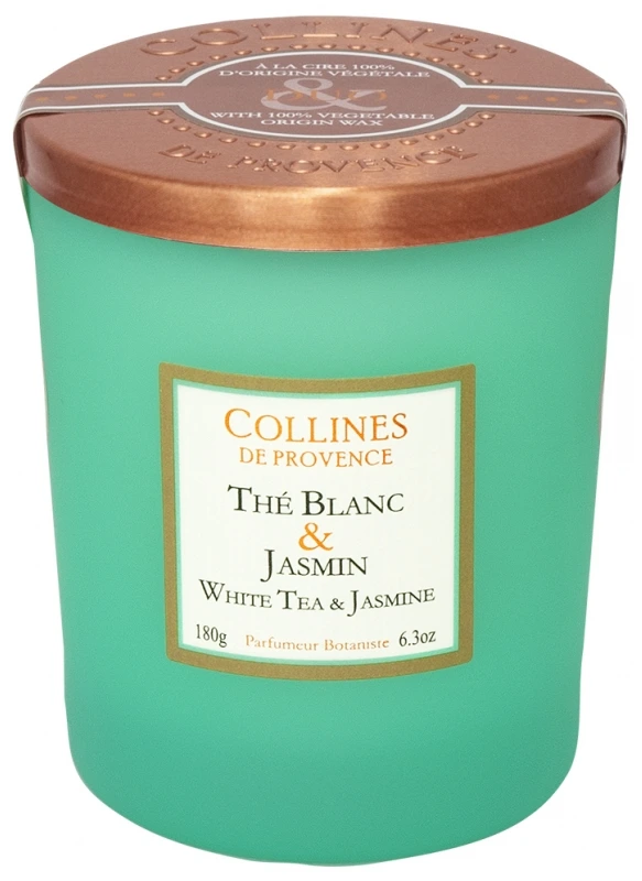 Bougie Thé Blanc & Jasmin 180g Collines de Provence