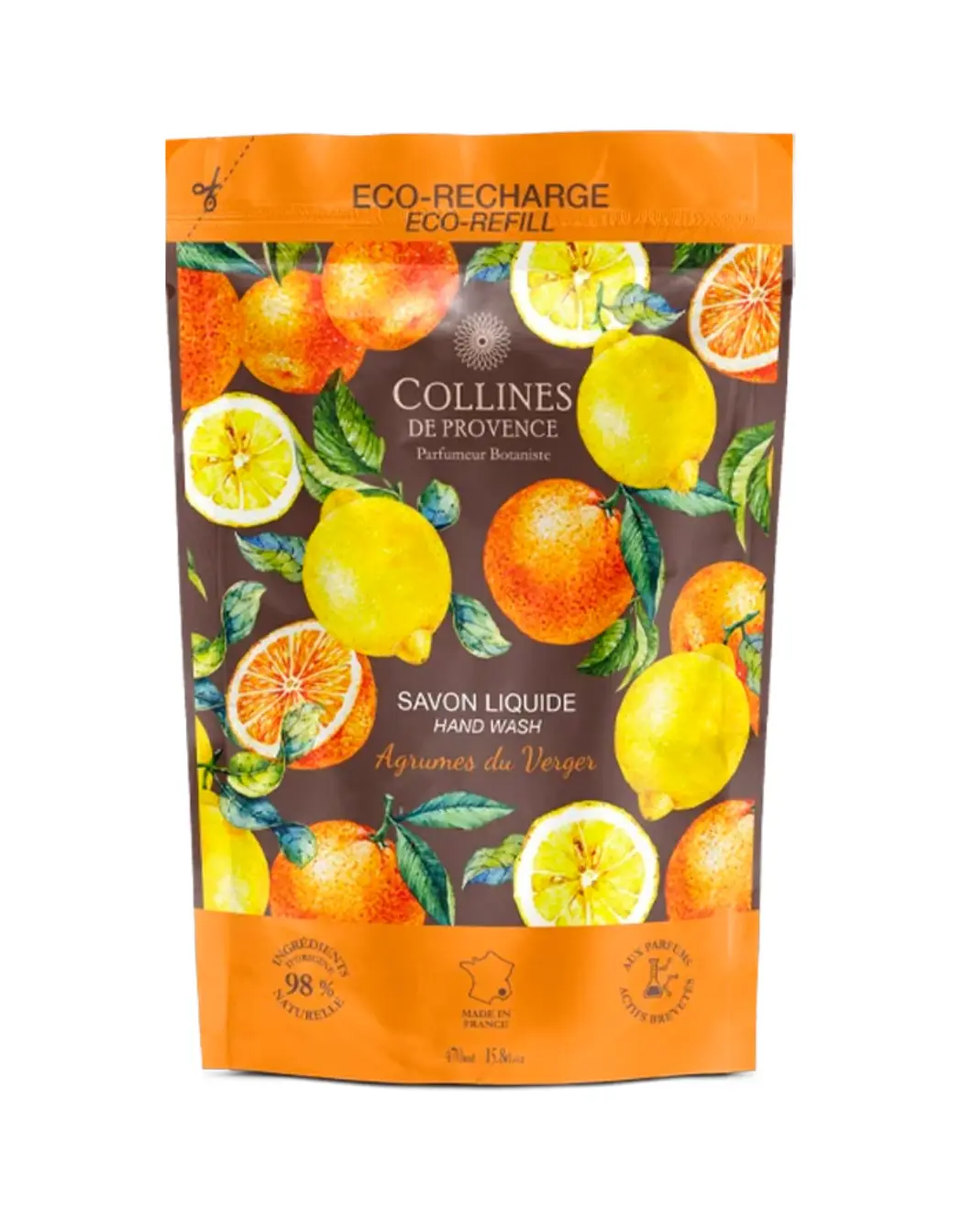 Eco-recharge Savon Liquide Agrumes du Verger 470ml Collines de Provence