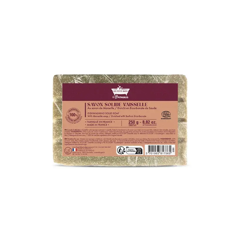 [724Ph240029903] Savon Solide Vaisselle 225g Les Petits Bains de Provence