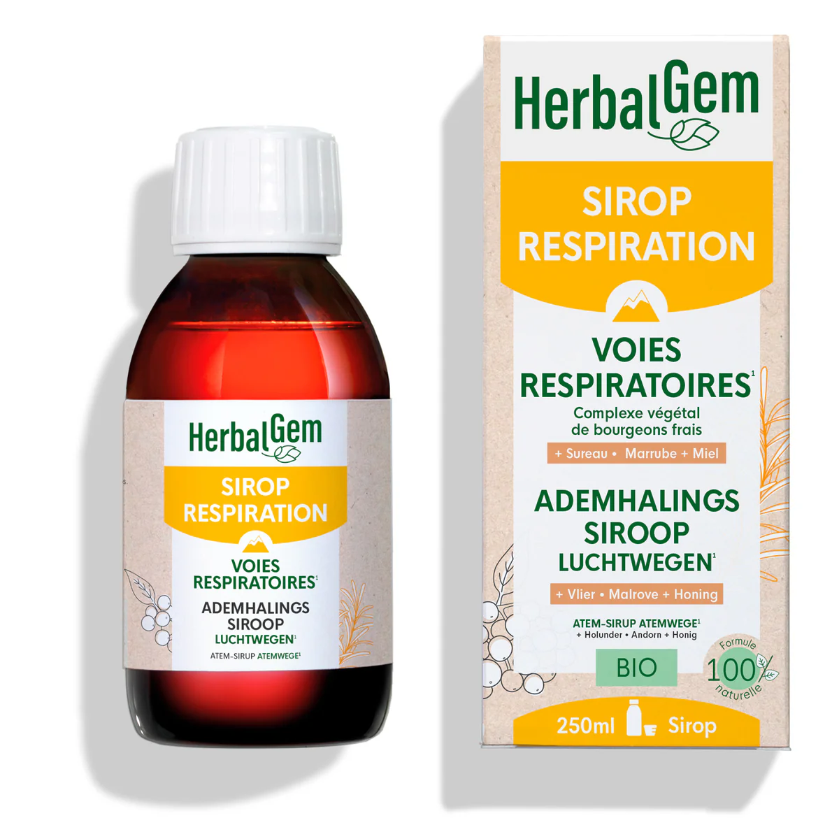 [724Ph240029941] Sirop Respiration Bio 250ml HerbalGem