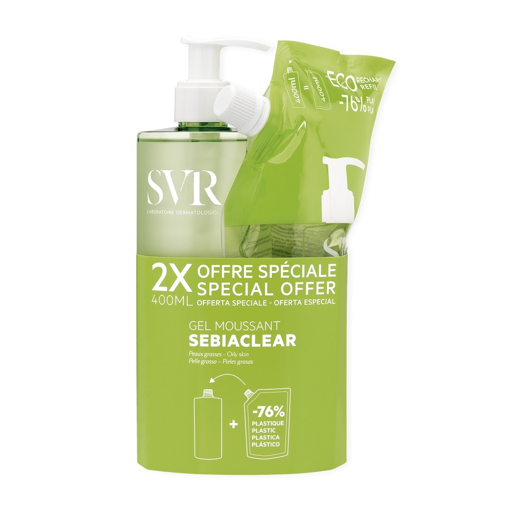 [724Ph240030108] Sebiaclear Gel Moussant 400ml + Recharge 400ml SVR