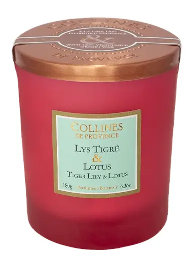 [724Ph240003775] Bougie Parfumée Lys Tigré & Lotus 180g Collines de Provence