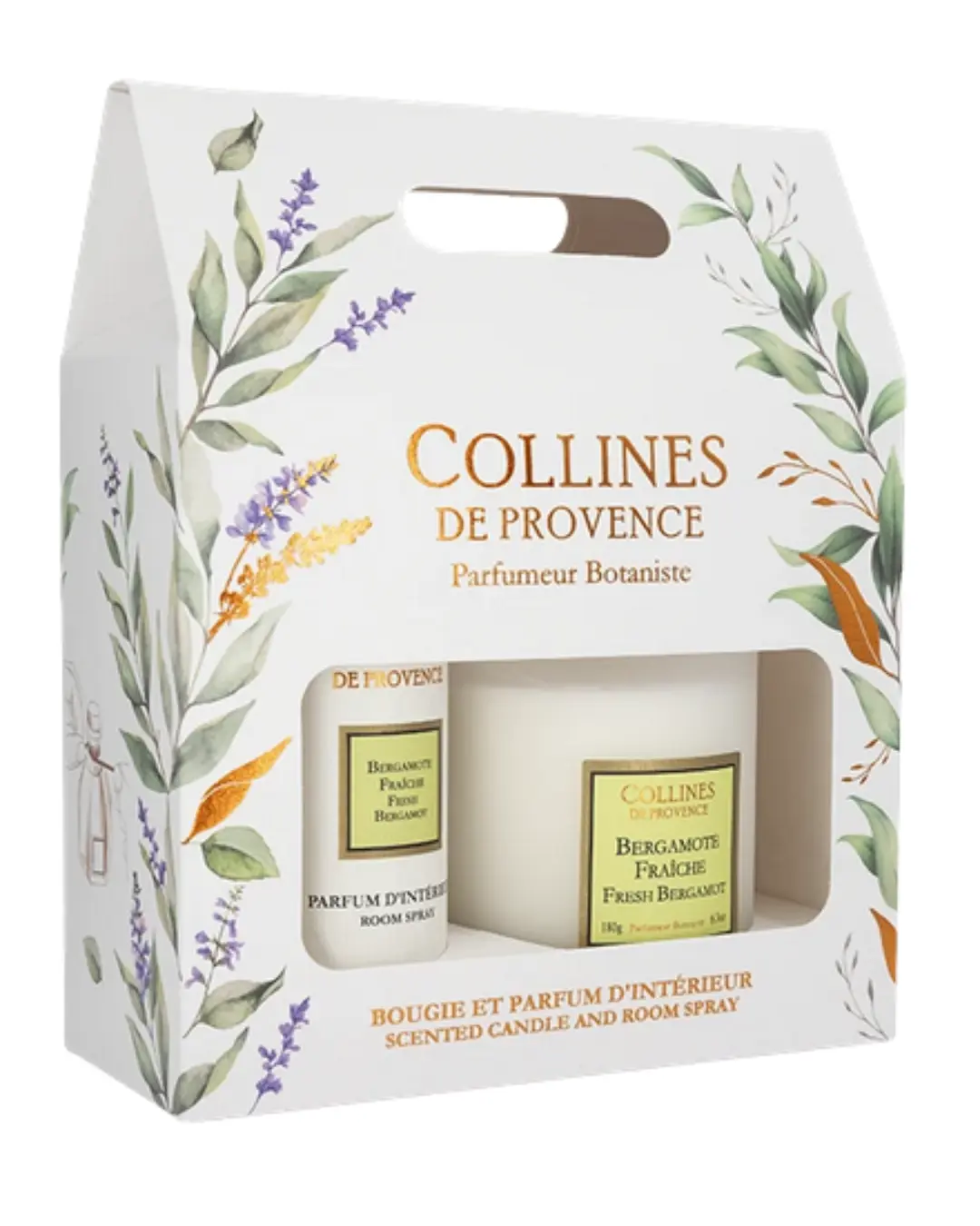[724Ph240005508] Coffret Bougie et Parfum d'Intérieur Bergamote Fraiche Collines de Provence