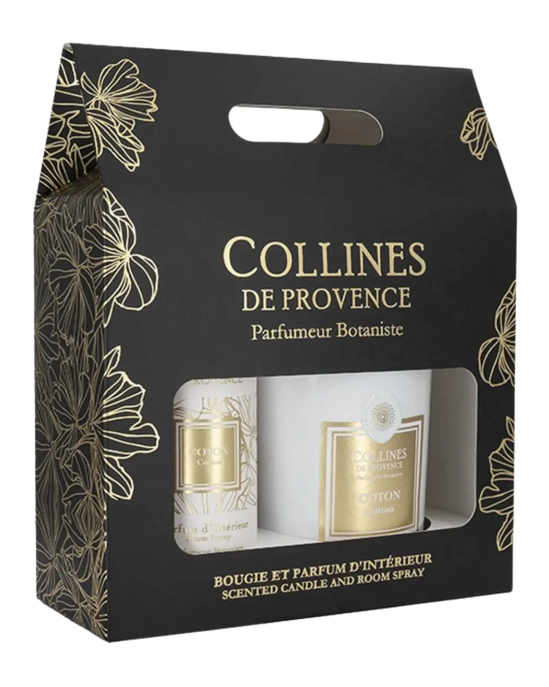 [724Ph240005509] Coffret Bougie et Parfum d'Intérieur Coton Collines de Provence