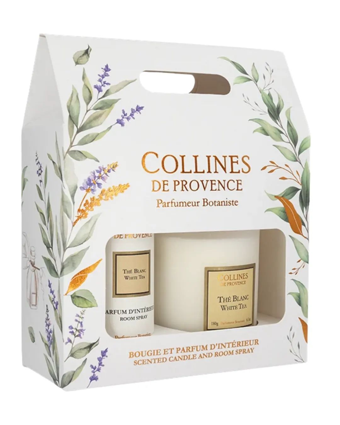 [724Ph240005513] Coffret Bougie et Parfum d'Intérieur Thé Blanc Collines de Provence