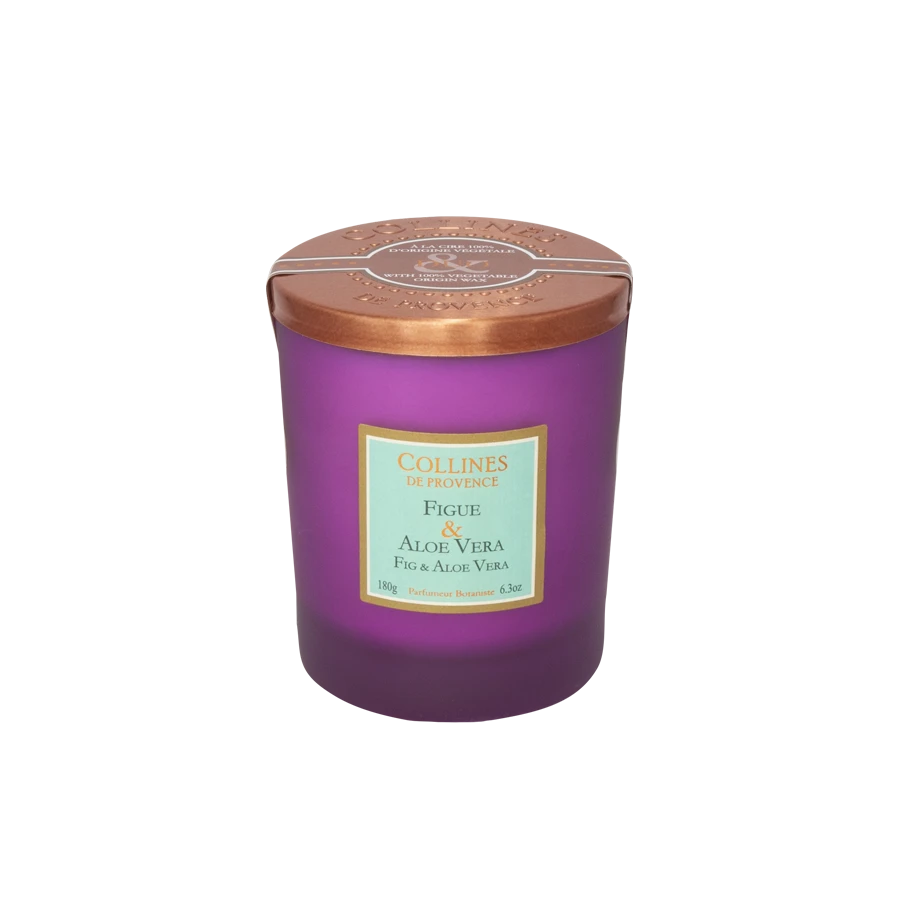 [724Ph240005753] Bougie Parfumée Figue & Aloe Vera 180g Collines de Provence 