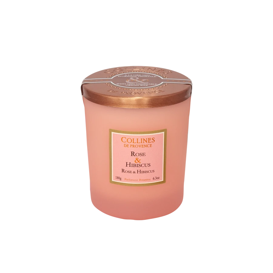 [724Ph240005755] Bougie Parfumée Rose & Hibiscus 180g Collines de Provence