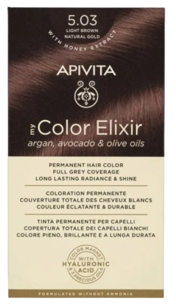 Coloration Permanente 5.03 Brun Clair Naturel Doré My Color Elixir Apivita