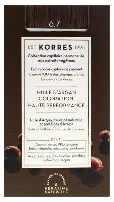 [724Ph240005838] Coloration permanente huile d'argan, blond foncé marron 6.7 Korres