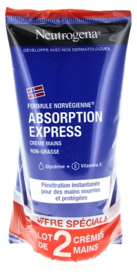 [724Ph240006327] Crème Mains Absorption Express Lot de 2 x 75ml Neutrogena