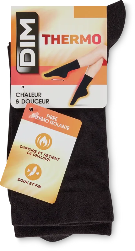 [724Ph240006531] Chaussettes Thermo Noir T35/38 - 1 Paire DIM 
