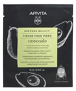 Masque Visage en Tissu Hydratant & Apaisant à l'Avocat Express Beauty Apivita