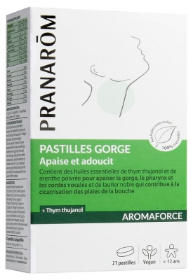 Aromaforce Pastilles Gorge 21 Pastilles Pranarôm 