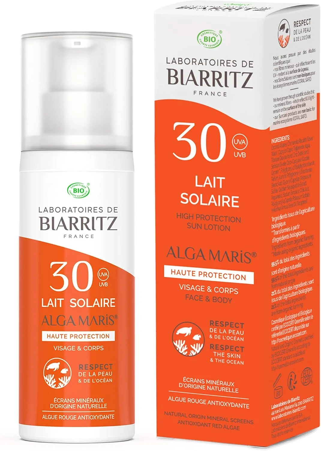 Alga Maris Lait Solaire Visage et Corps SPF30 Bio 100 ml Laboratoires de Biarritz 